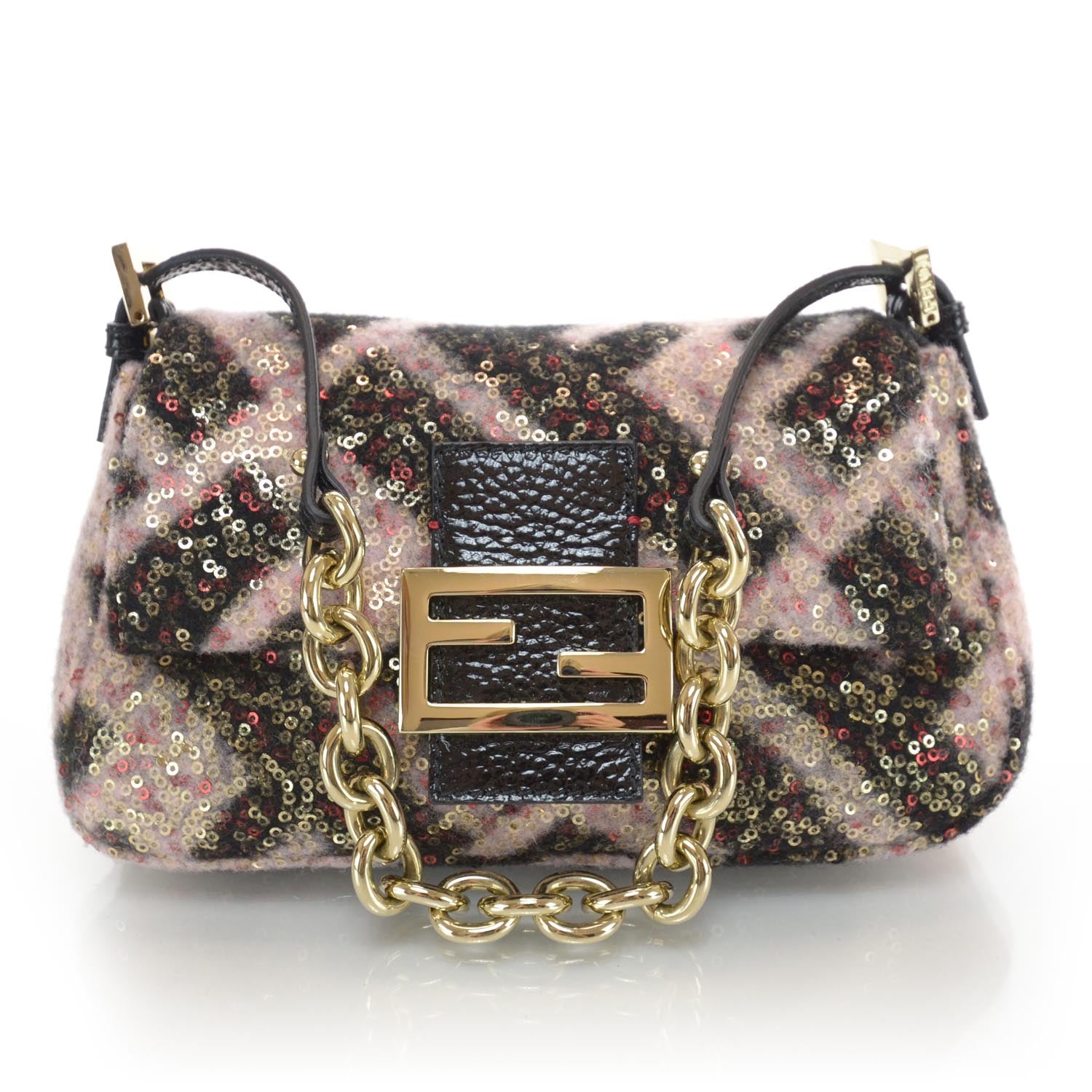 Fendi Wool Sequin Macro FF Diagonal Mini Mama Baguette 1 of 7