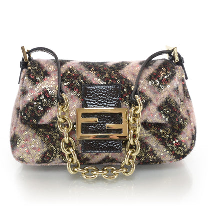 Fendi Wool Sequin Macro FF Diagonal Mini Mama Baguette 1 of 7