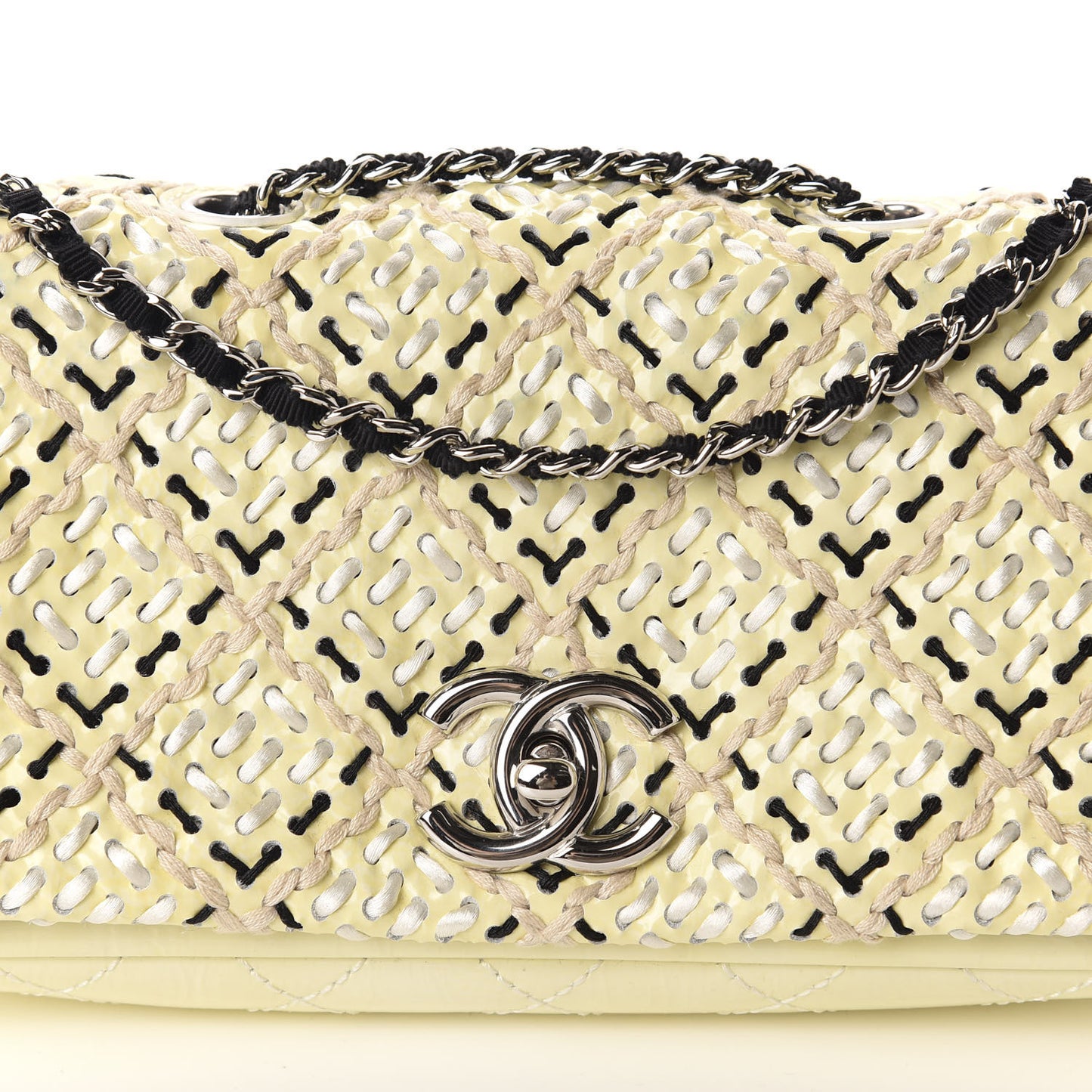 Patent Perforated Woven Flap White Black