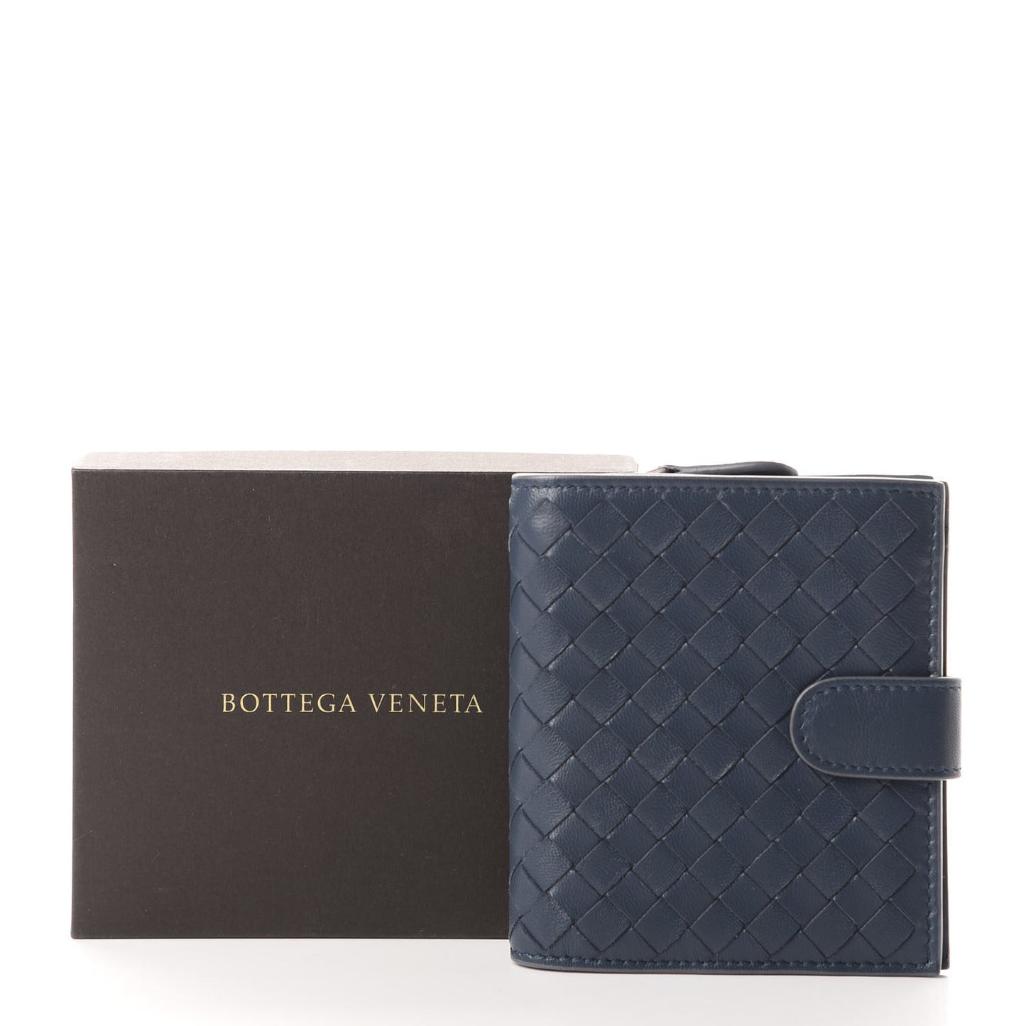 Nappa Intrecciato Mini Wallet Dark Blue