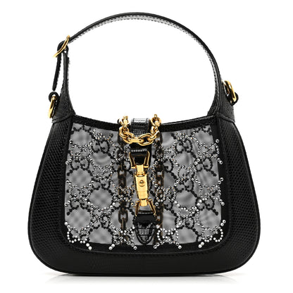 Gucci Lizard Mesh GG Crystals Mini Jackie 1961 Black 1 of 9