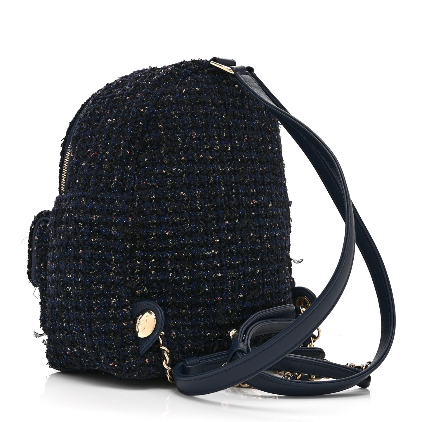 Tweed Front Pocket Backpack Navy