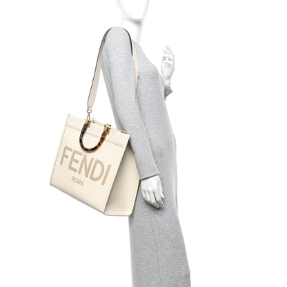 Fendi Vitello King Plexiglass Logo Embossed Medium Fendi Sunshine Shopper Tote White Ice 2 of 9