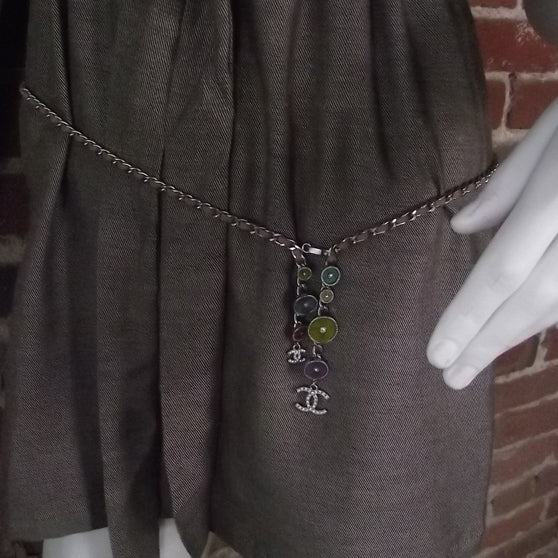 Leather Silver Chain Link Belt Multicolor