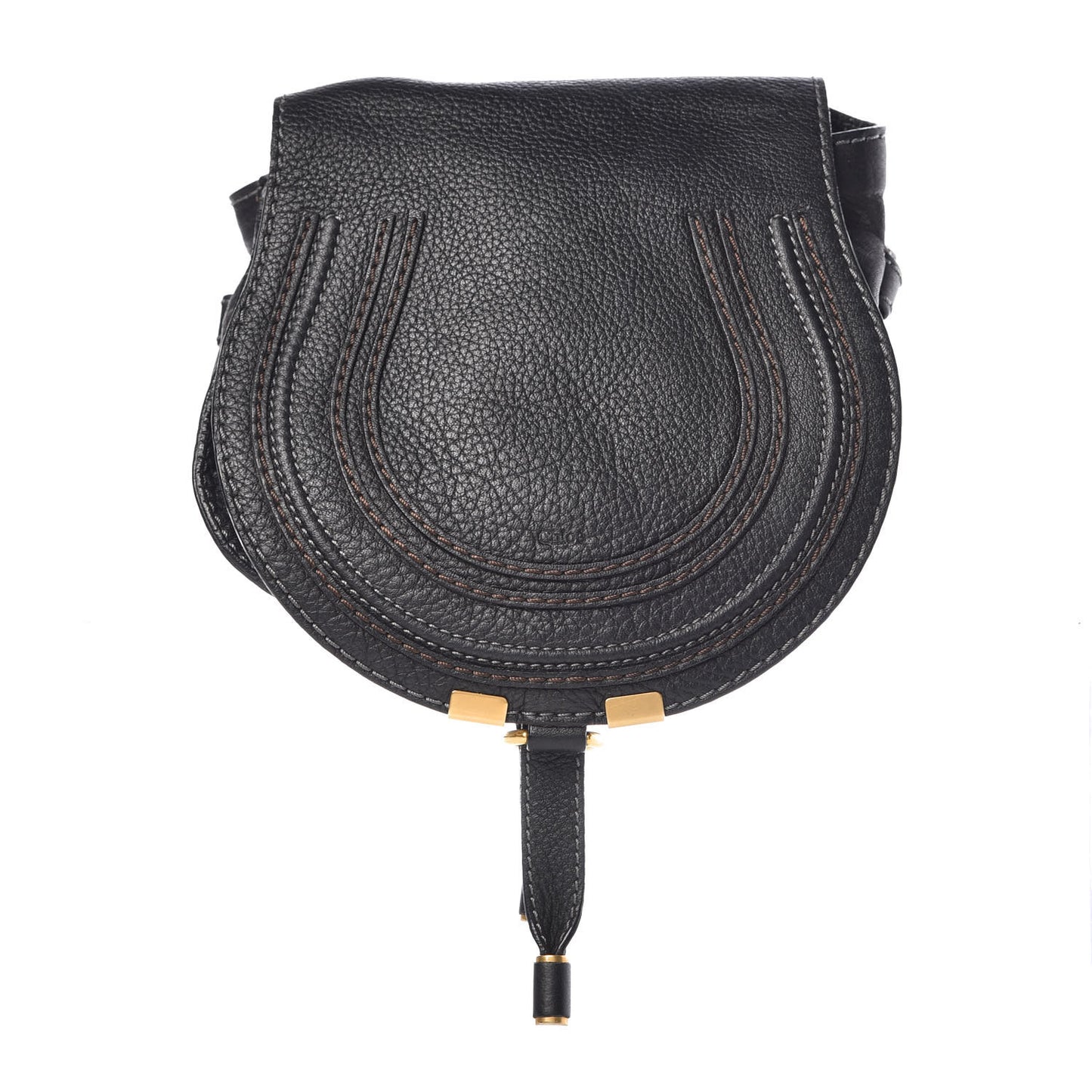 Calfskin Mini Marcie Round Crossbody Bag Black