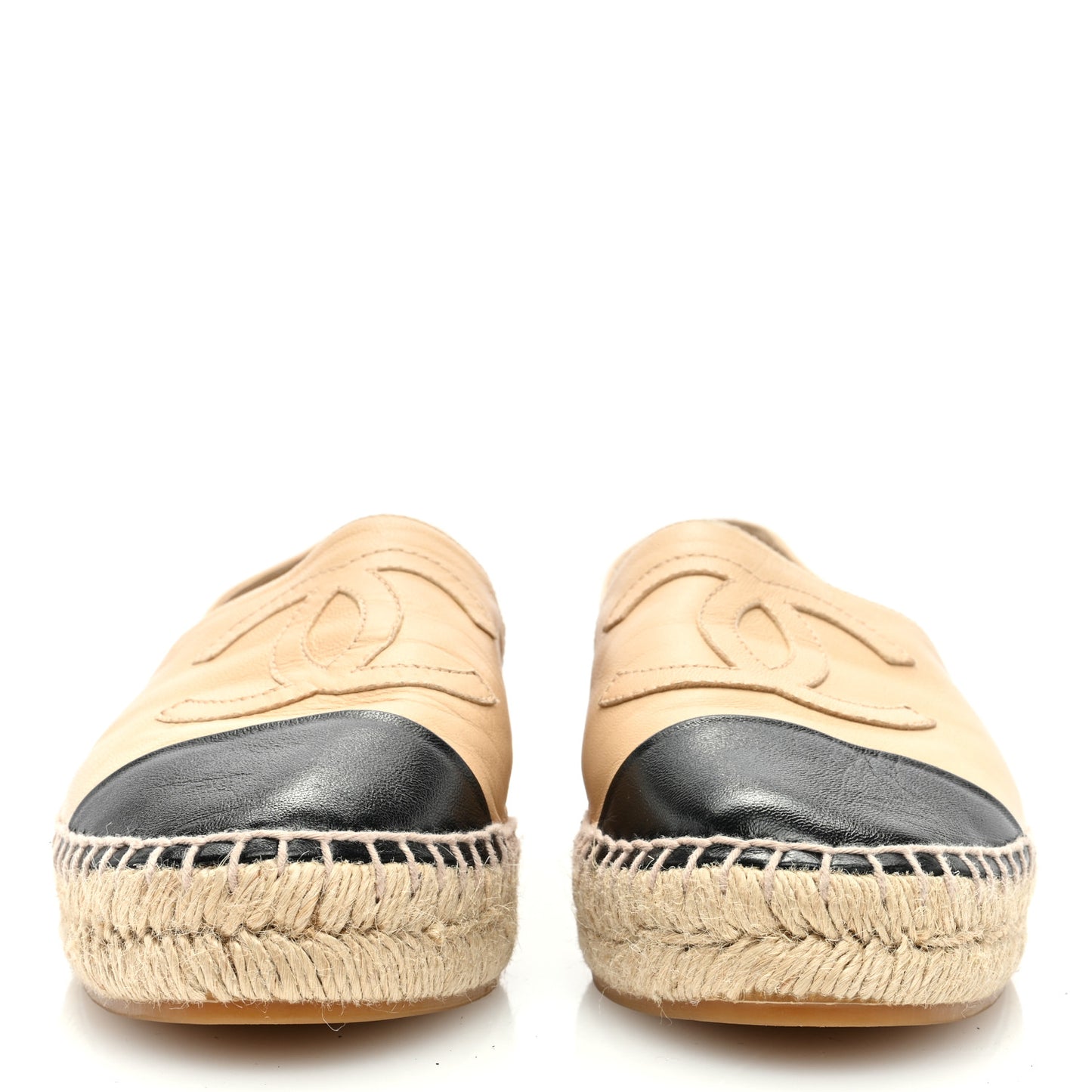 Lambskin CC Espadrilles 38 Beige Black