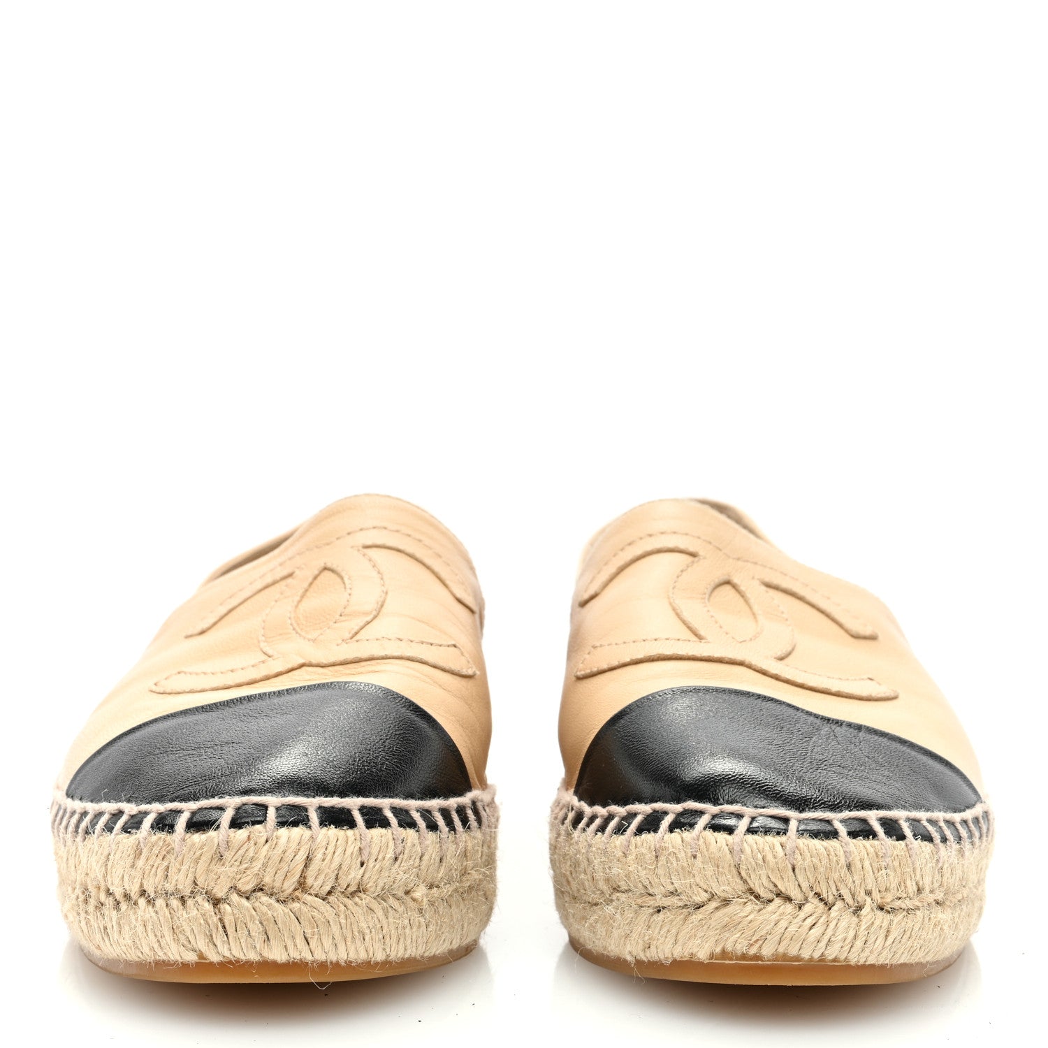 Chanel Lambskin CC Espadrilles 38 Beige Black 2 of 8