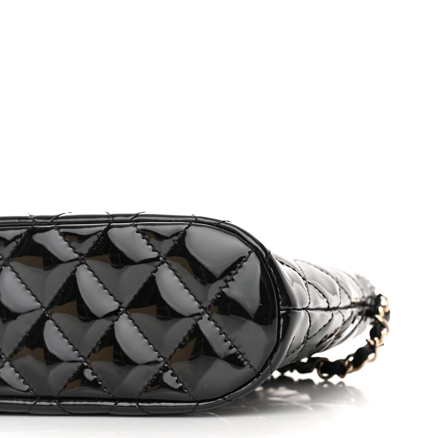 Patent Quilted Shiny Coco Small Shopping Bag Black