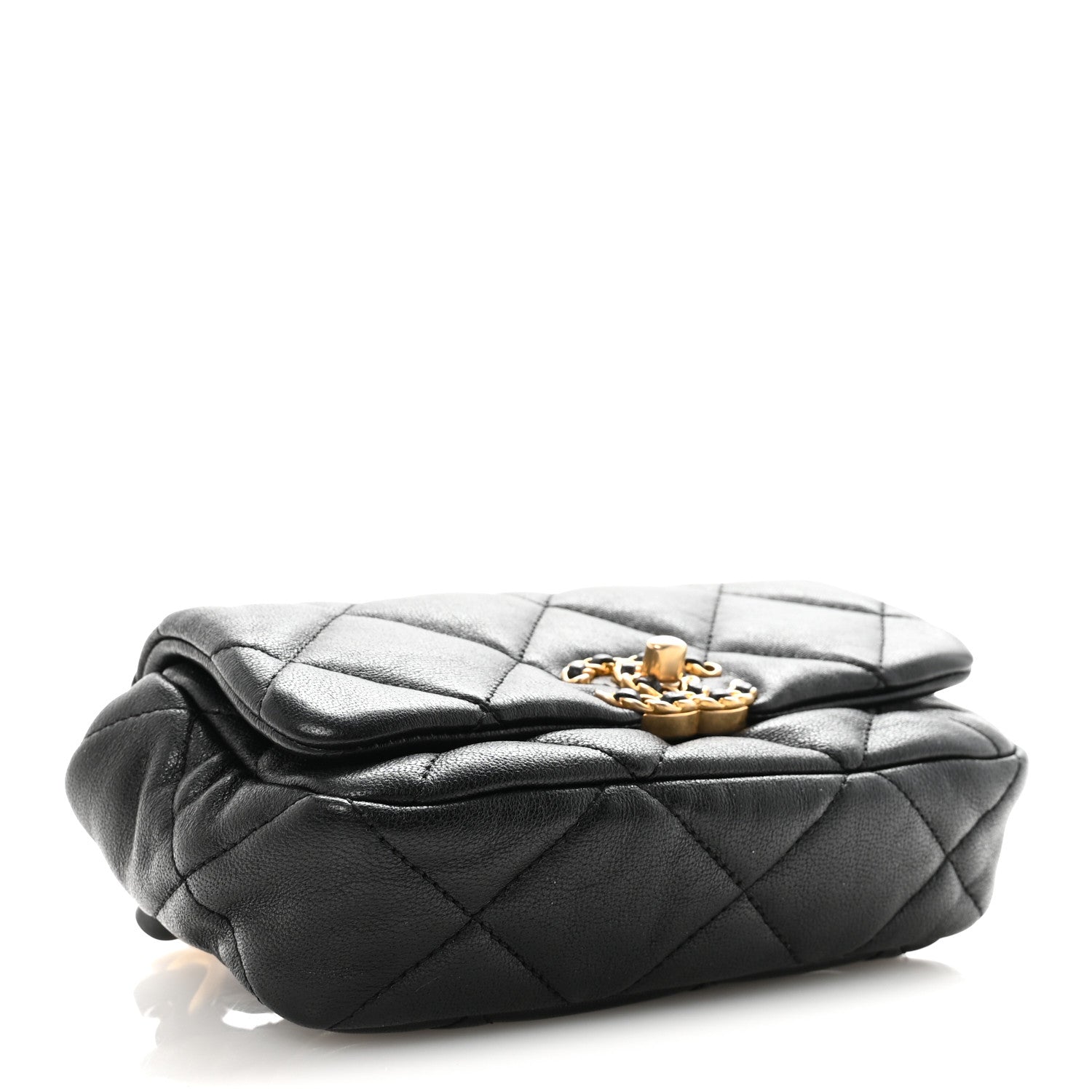 Chanel Goatskin Quilted Chanel 19 Waist Bag Black 4 of 10