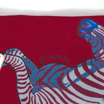 Hermes Silk Les Zebres Twilly Bordeaux Violet Blue Jean 4 of 6