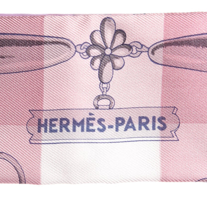 Hermes Silk Mors Et Gourmettes Vichy Twilly Parme Mauve White 5 of 5