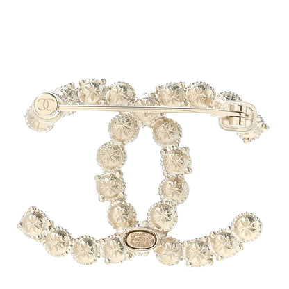 Chanel Pearl Crystal CC Brooch Gold Pearly White Purple 3 of 5