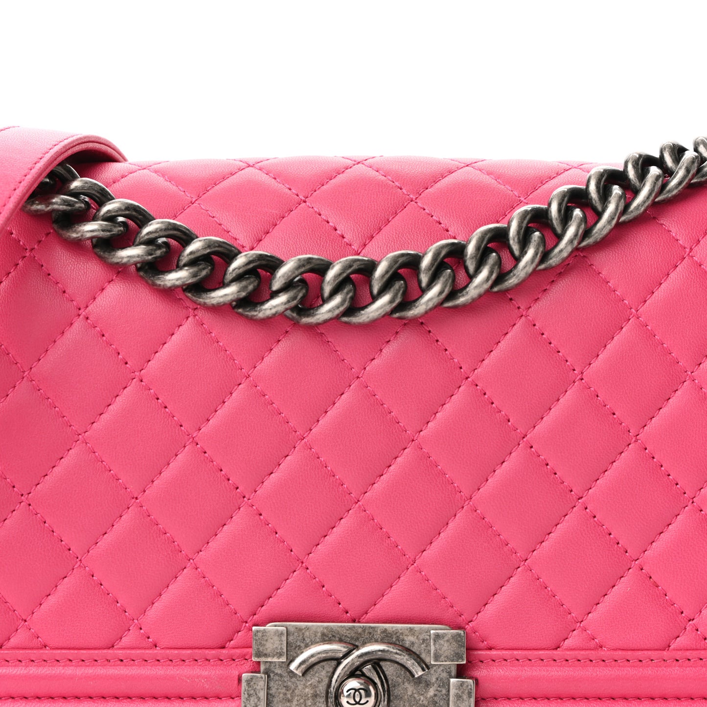 Lambskin Quilted Medium Boy Flap Pink