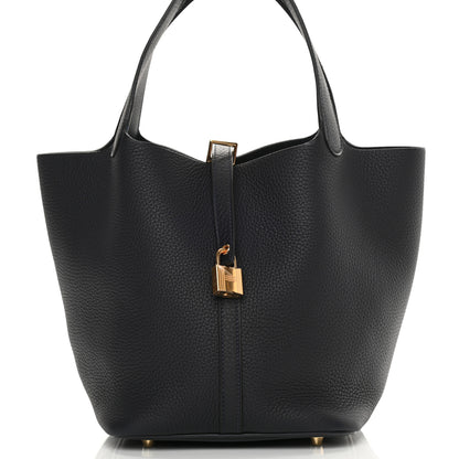 Hermes Taurillon Clemence Picotin Lock 22 MM Bleu Nuit 8 of 11