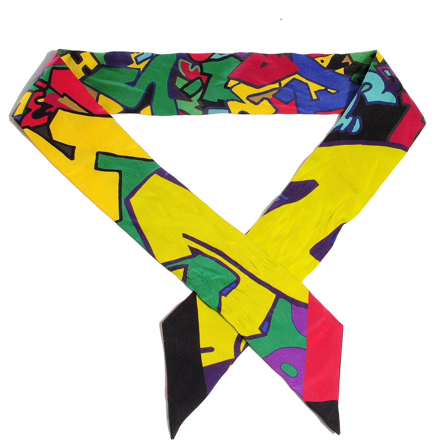 Silk Graff Graffiti Twilly Noir Jaune Vert