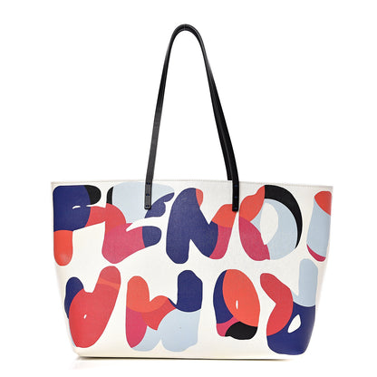 Fendi Vitello Elite Roma Print Signature Roll Tote White Multicolor 1 of 15