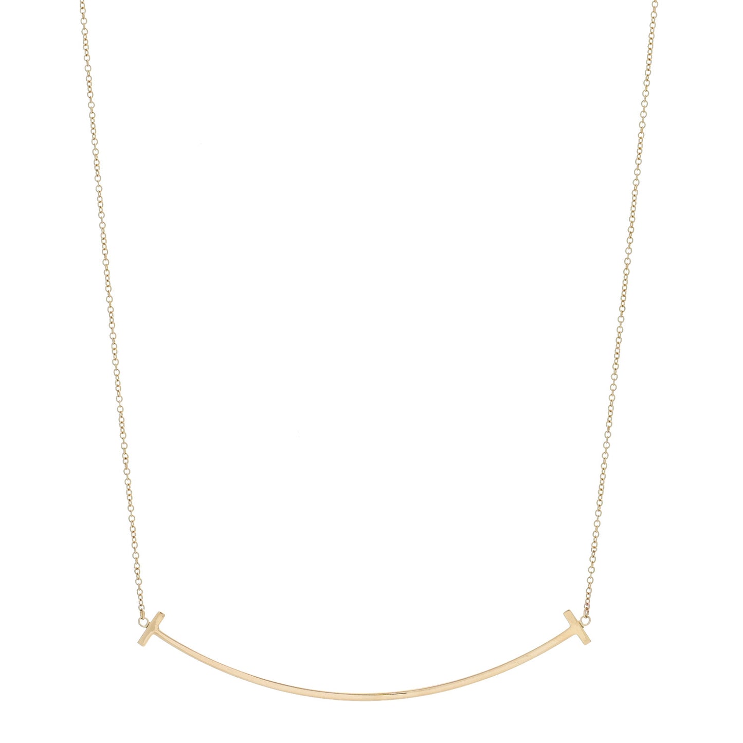 18K Yellow Gold Large T Smile Pendant Necklace