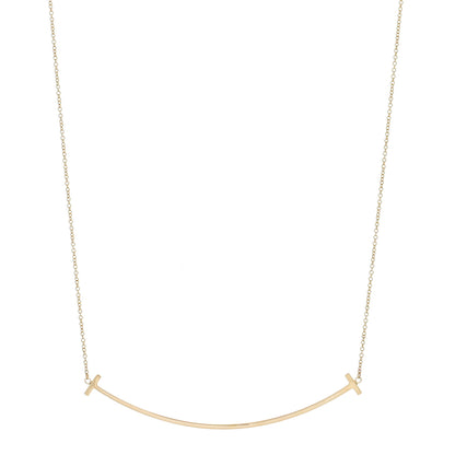 Tiffany 18K Yellow Gold Large T Smile Pendant Necklace 1 of 4