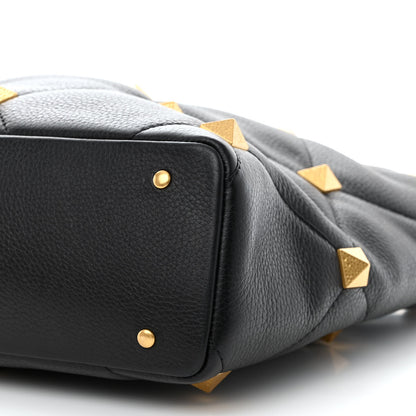 Valentino Garavani Grained Calfskin Quilted Large Roman Stud Tote Black 9 of 10