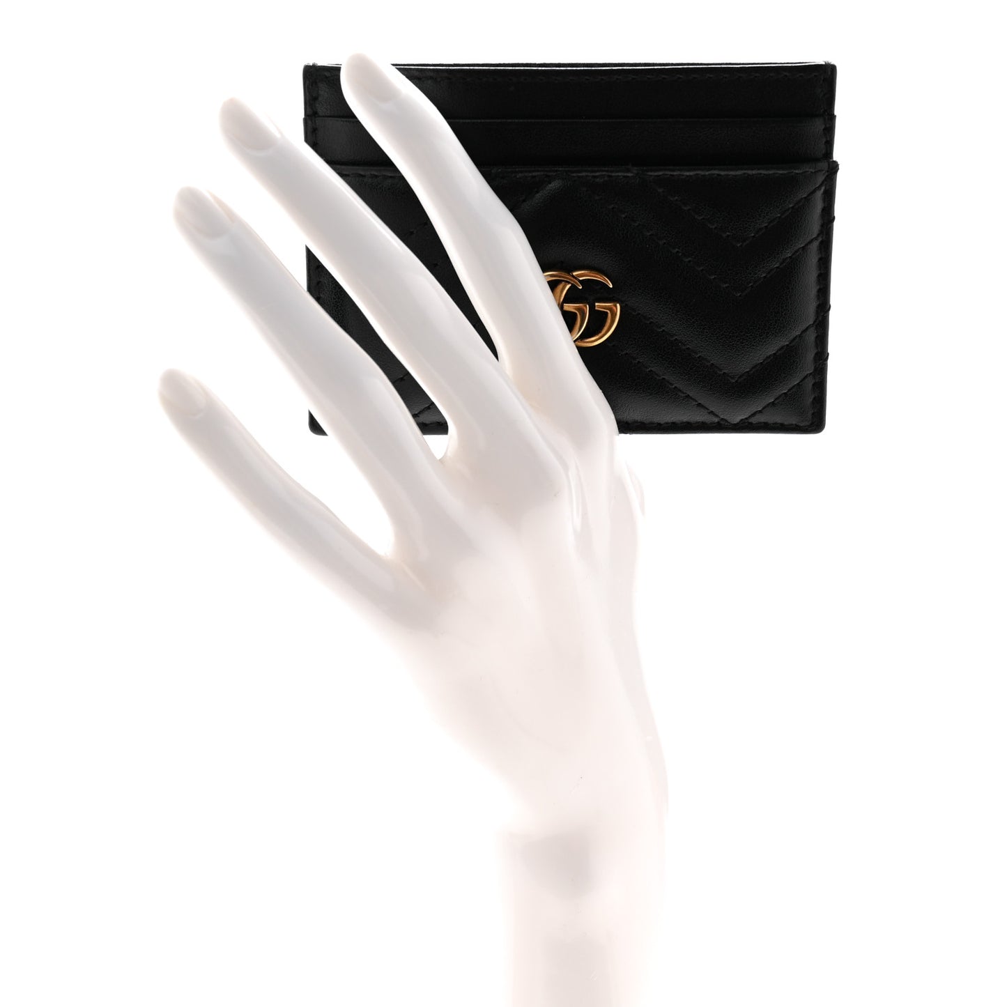 Calfskin Matelasse GG Marmont Card Holder Black