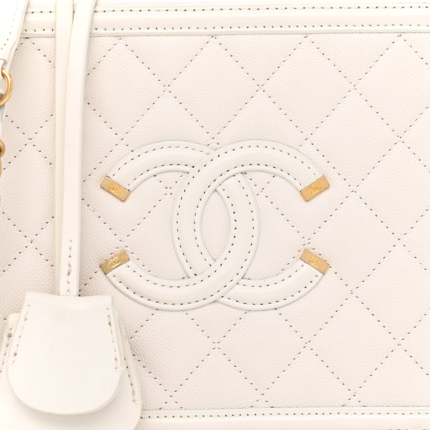 Chanel Caviar Quilted Medium CC Filigree Vanity Case White 8 of 10