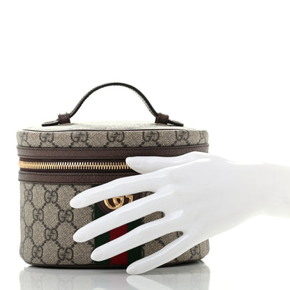 Gucci GG Supreme Monogram Textured Calfskin Web Ophidia Vanity Cosmetic Case Beige Ebony New Acero 2 of 8