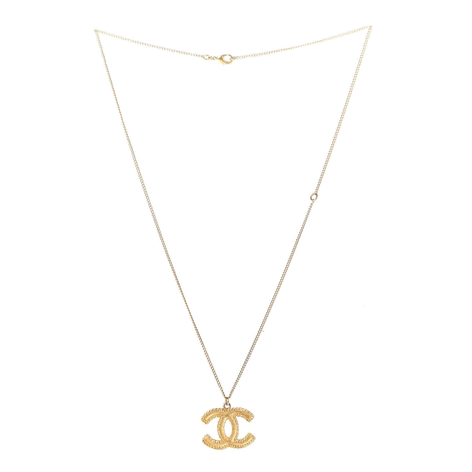 Chanel Metal CC Necklace Matte Gold 3 of 4