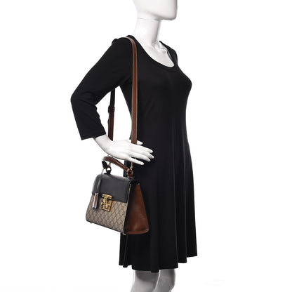 Gucci GG Supreme Monogram Calfskin Small Padlock Top Handle Bag Beige Black Cuir 2 of 11