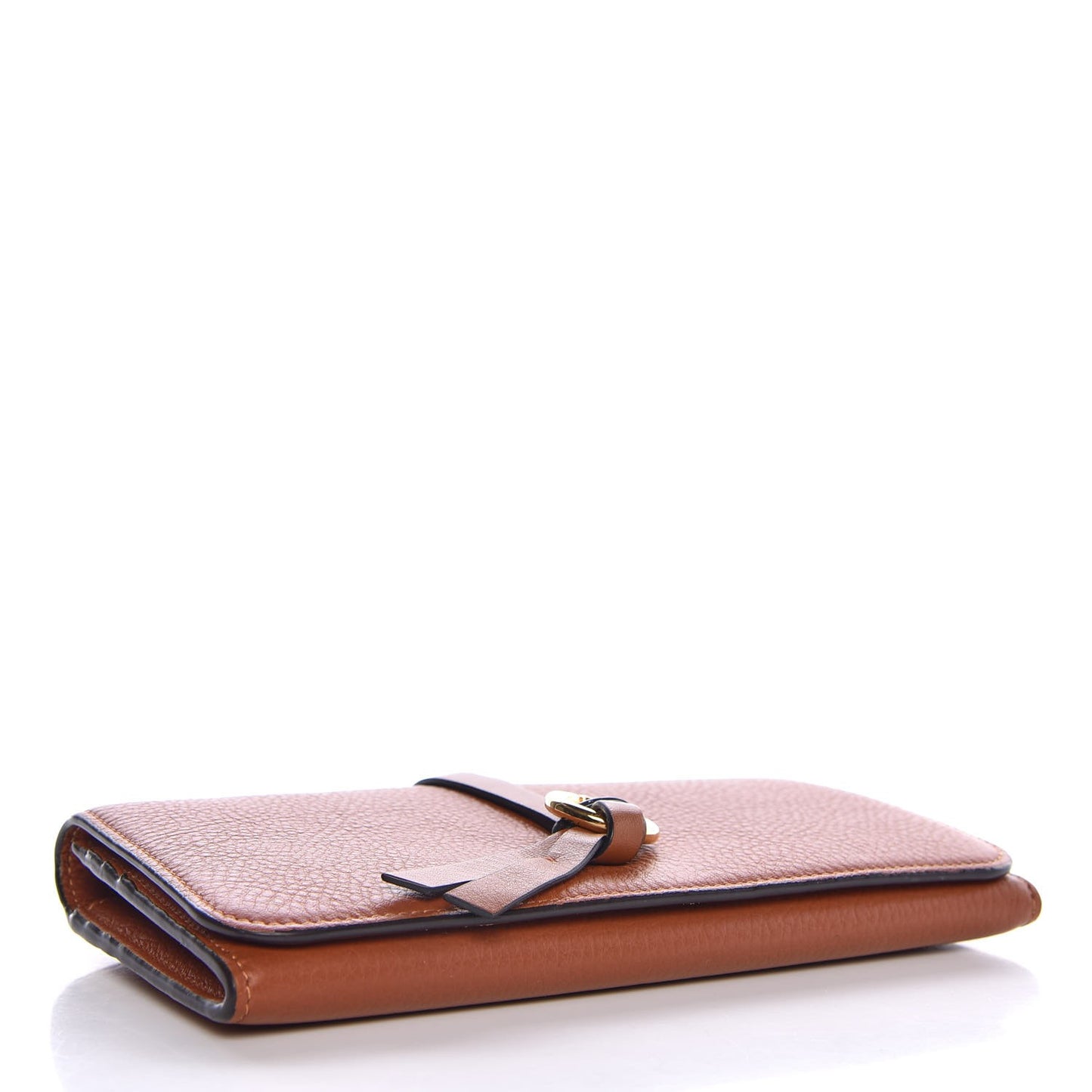 Calfskin Alphabet Long Wallet Brown