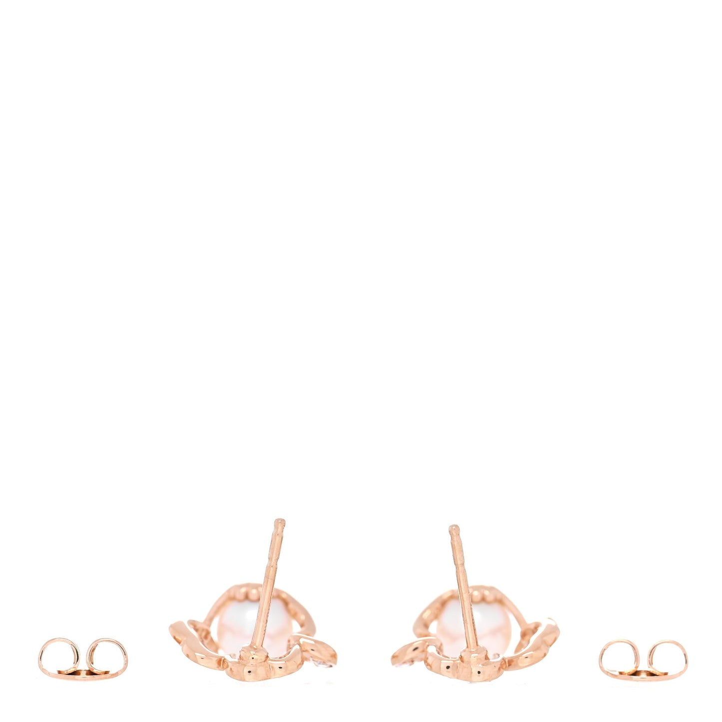 18K Rose Gold Diamond Akoya Pearl 6mm Cherry Blossom Earrings