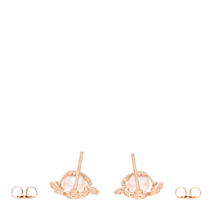 Mikimoto 18K Rose Gold Diamond Akoya Pearl 6mm Cherry Blossom Earrings 3 of 5