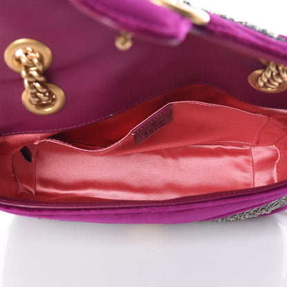 Gucci Velvet Matelasse Embroidered Mini GG Marmont Shoulder Bag Bordeaux 7 of 11