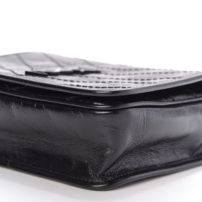 Saint Laurent Crinkled Calfskin Matelasse Monogram Niki Chain Wallet Black 7 of 9