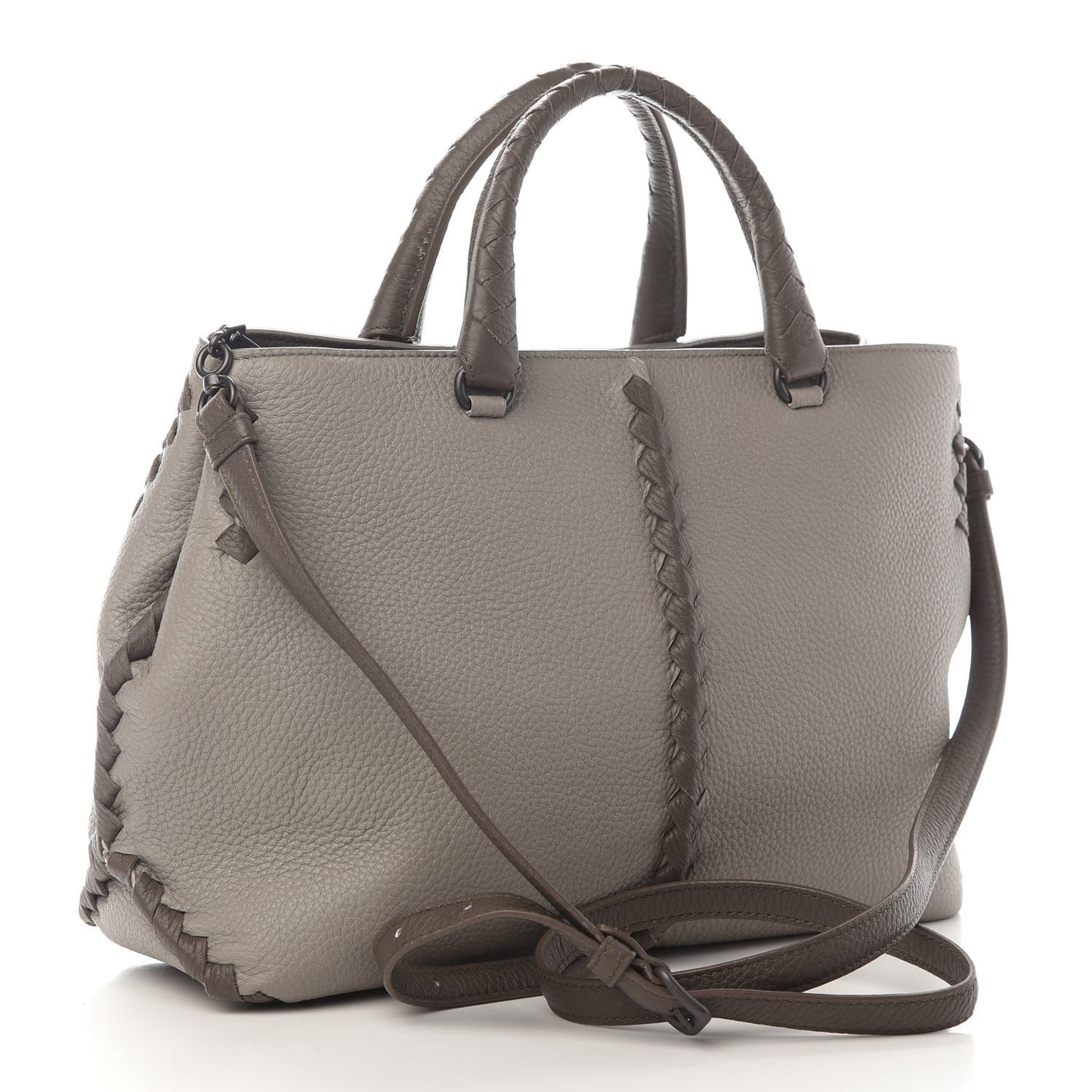 Cervo Deerskin Braided Tote Dark Cement New Steel