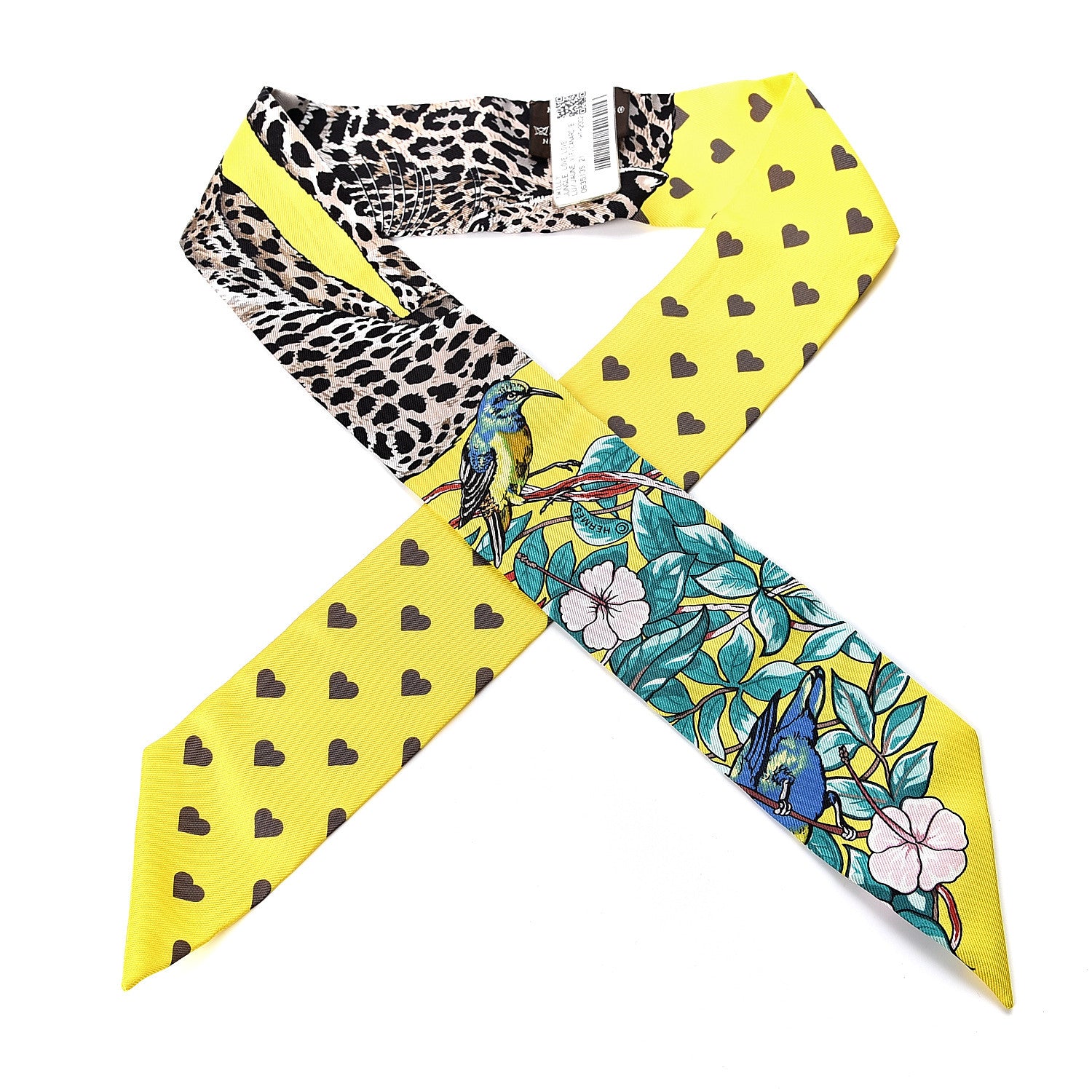 Hermes Silk Jungle Love Love Twilly Jaune Vif Canard 1 of 4