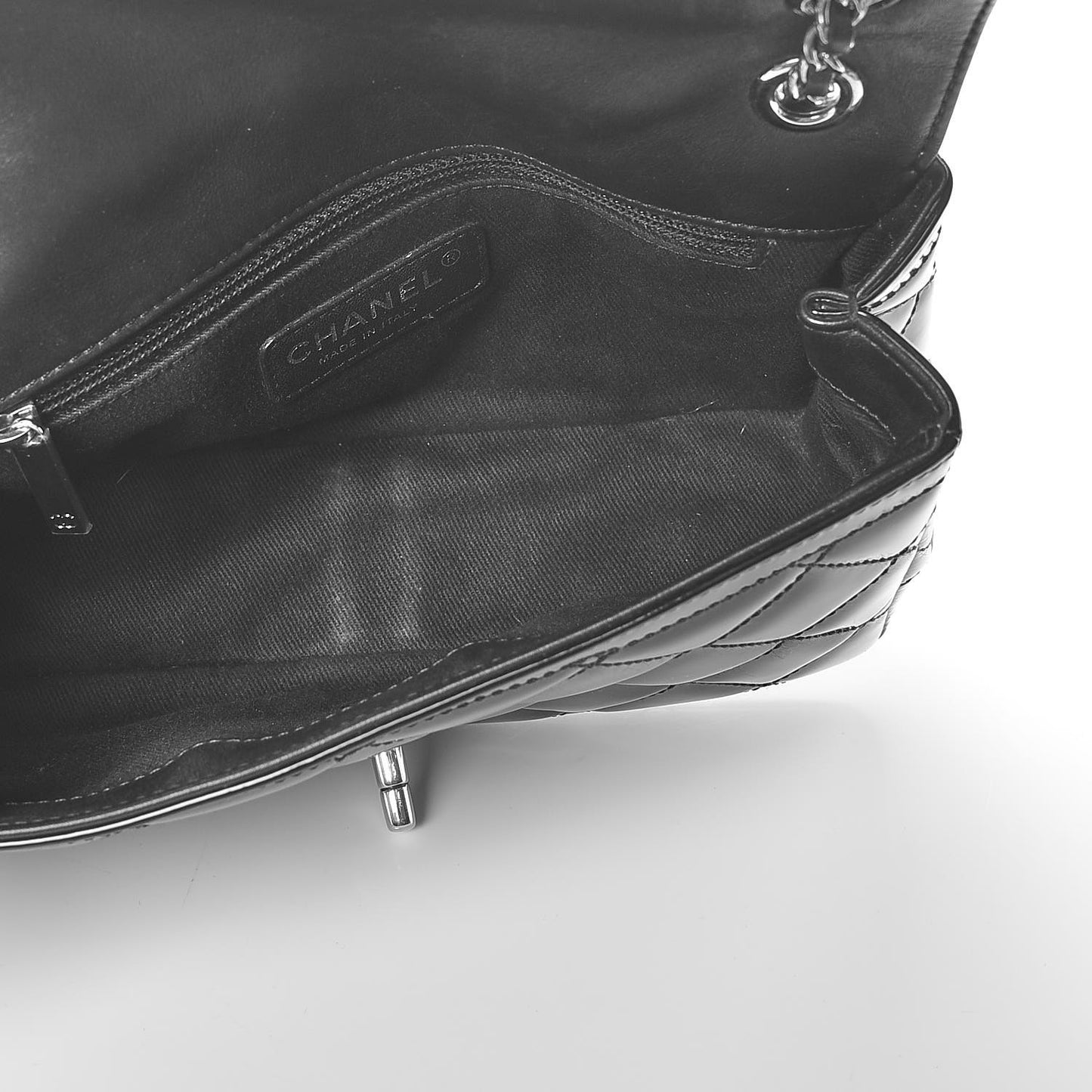 Patent Quilted Small Coco Shine Flap Black