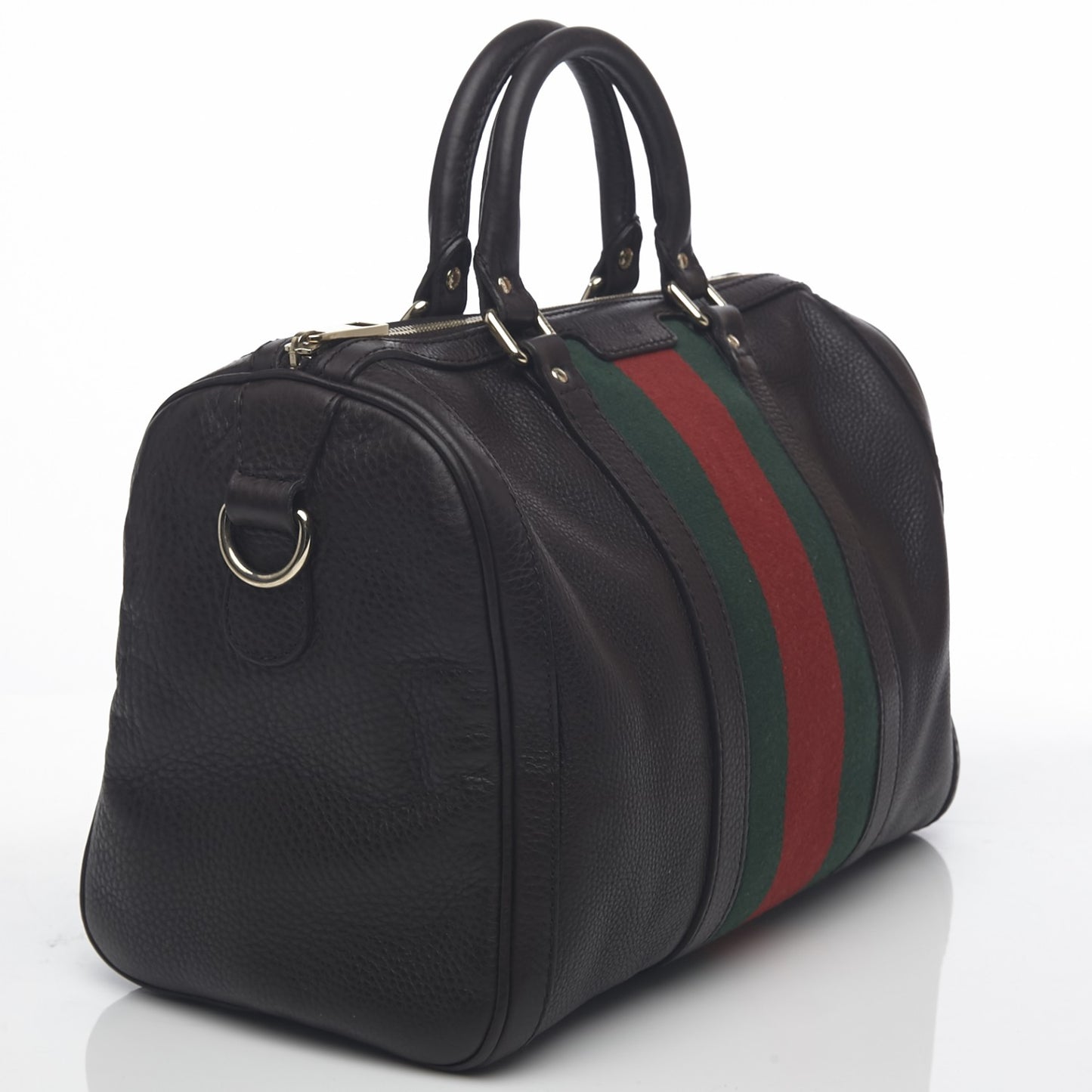 Calfskin Vintage Web Medium Boston Dark Brown