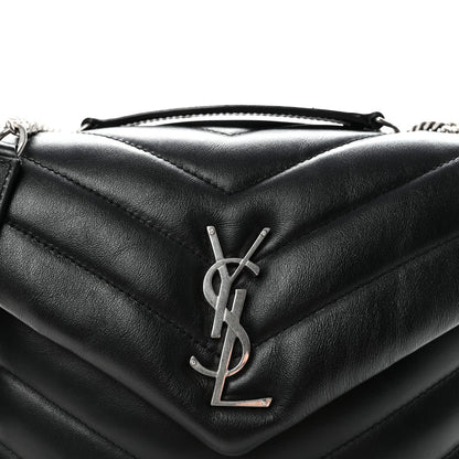 Saint Laurent Calfskin Y Quilted Monogram Small Loulou Chain Satchel Black 7 of 9