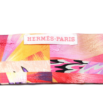 Hermes Silk All Over Marble Silk Twilly Rose Multicolor Ocre 3 of 4
