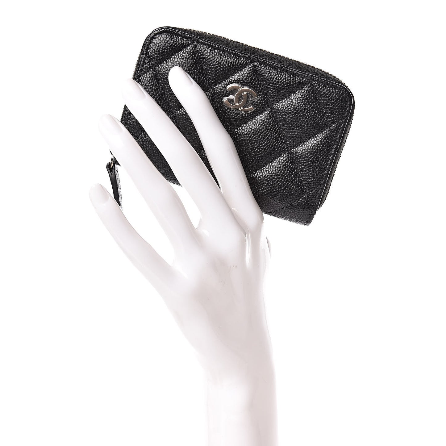 Caviar Quilted Zip Coin Purse Black