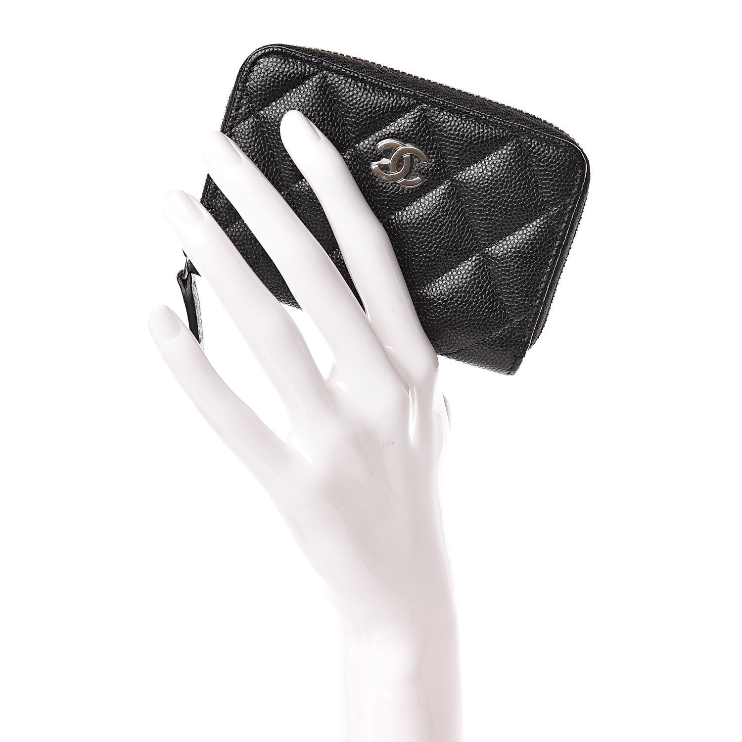 Chanel Caviar Quilted Zip Coin Purse Black 2 of 8
