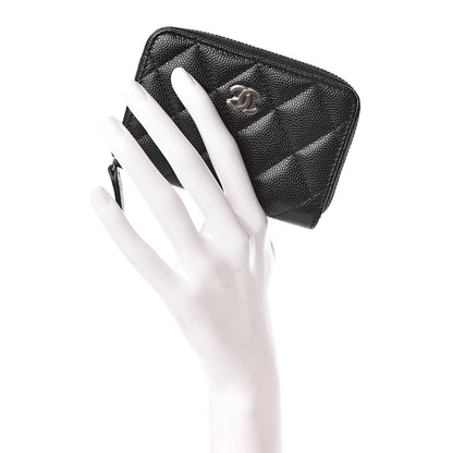 Chanel Caviar Quilted Zip Coin Purse Black 2 of 8