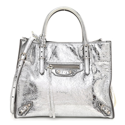 Balenciaga Metallic Calfskin Papier Mini A4 Tote Silver 3 of 11