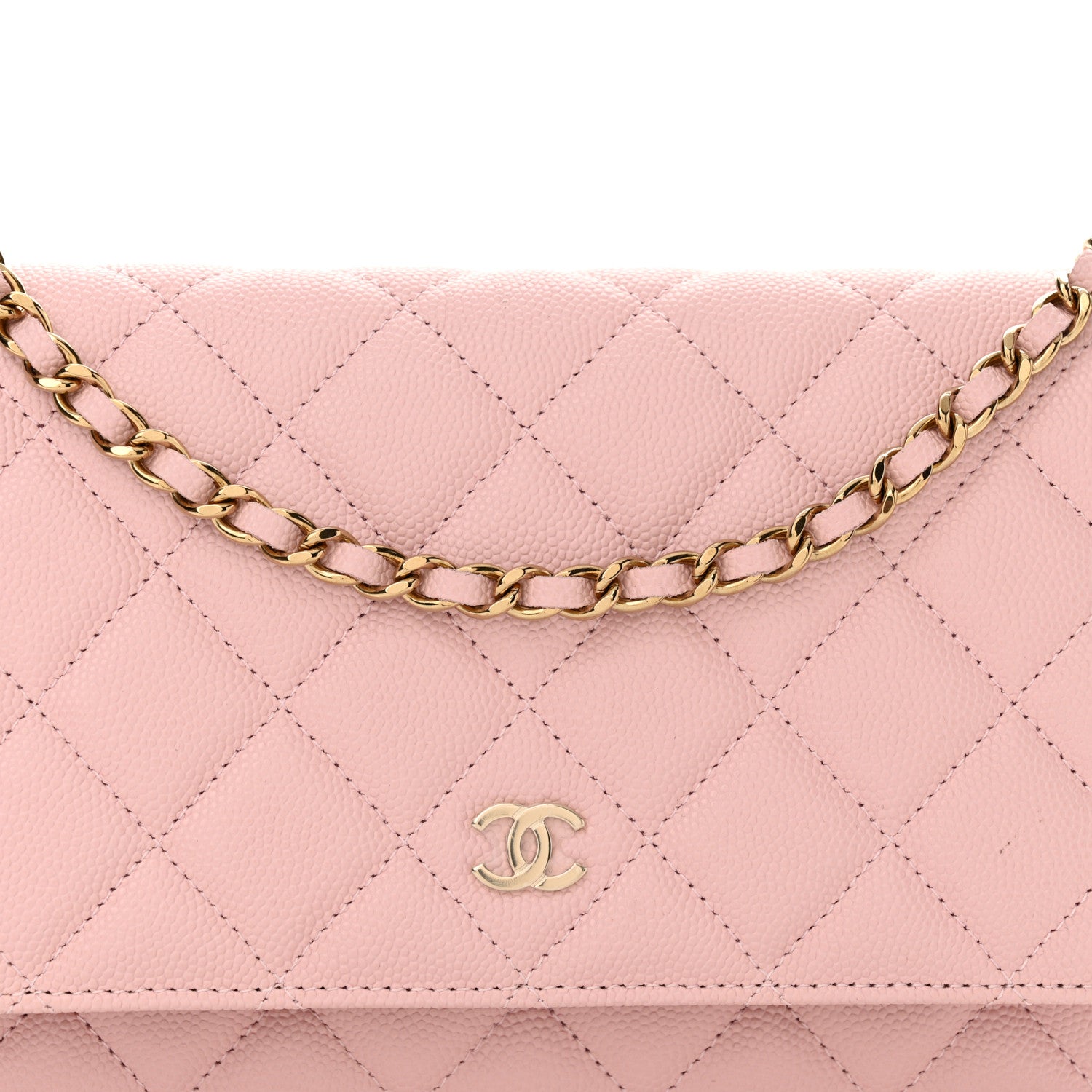 Chanel Caviar Quilted Wallet on Chain WOC Light Pink 9 of 12