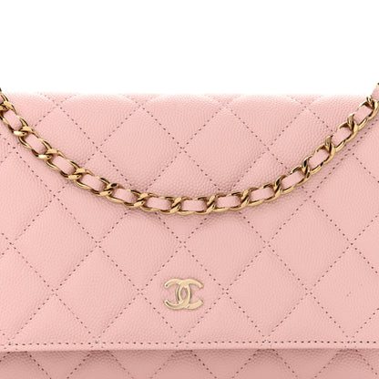 Chanel Caviar Quilted Wallet on Chain WOC Light Pink 9 of 12
