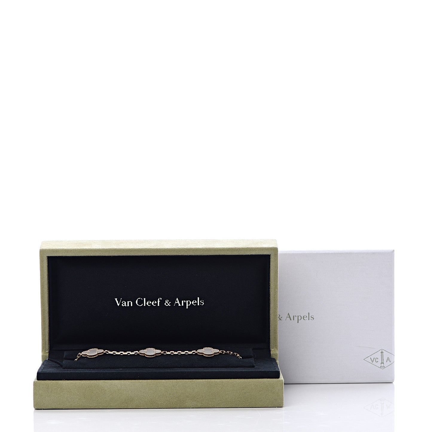 18K Yellow Gold Mother of Pearl 5 Motifs Vintage Alhambra Bracelet