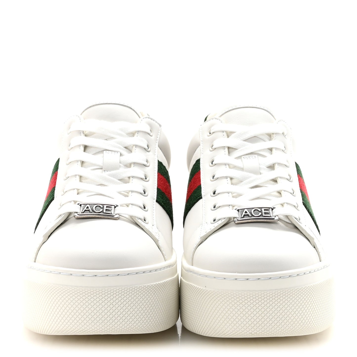 Ultralight Plume Calfskin Web Womens Ace Platform Sneakers 36 White