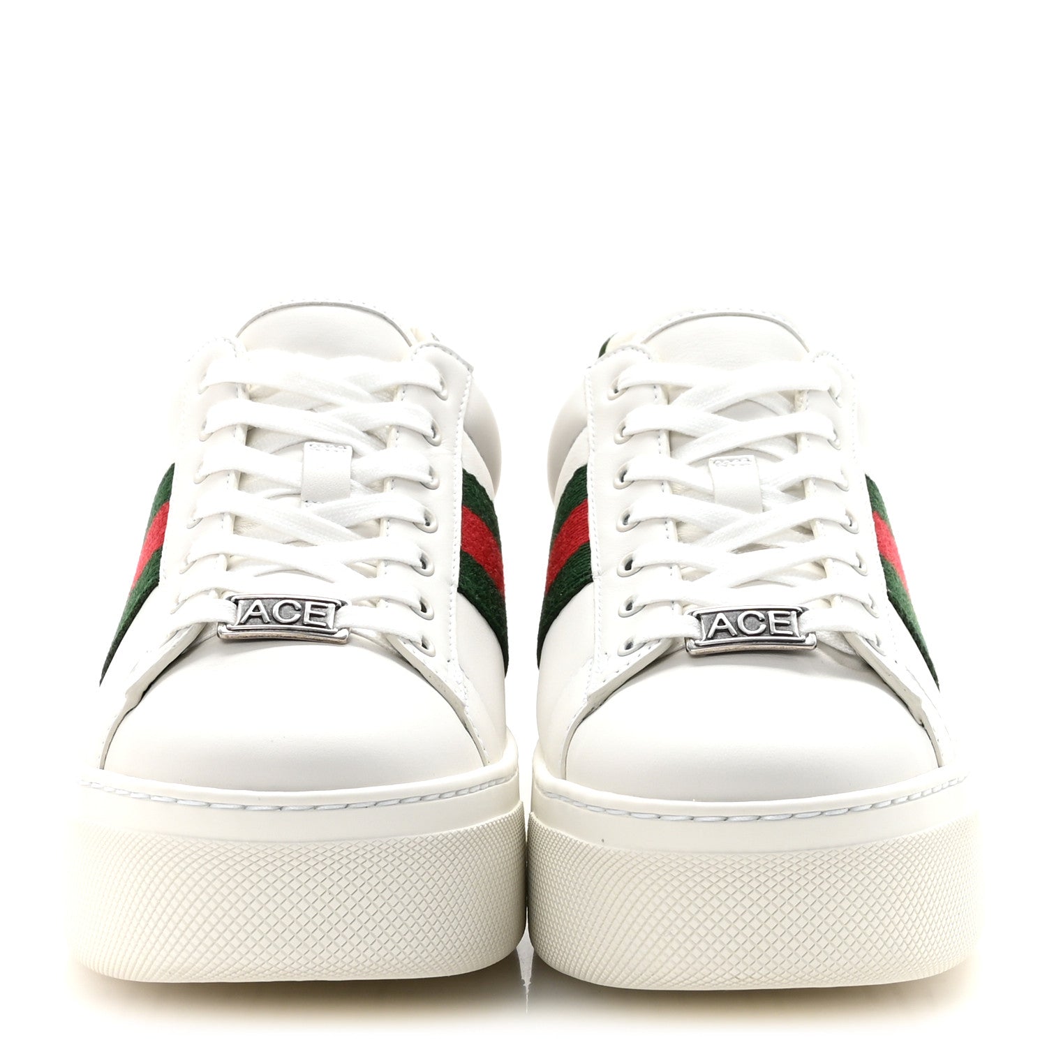 Gucci Ultralight Plume Calfskin Web Womens Ace Platform Sneakers 36 White 3 of 10