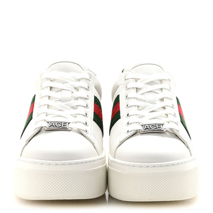Gucci Ultralight Plume Calfskin Web Womens Ace Platform Sneakers 36 White 3 of 10