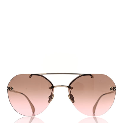 Chanel Titanium CC Pilot Aviator Sunglasses 4272-T Gold 2 of 8